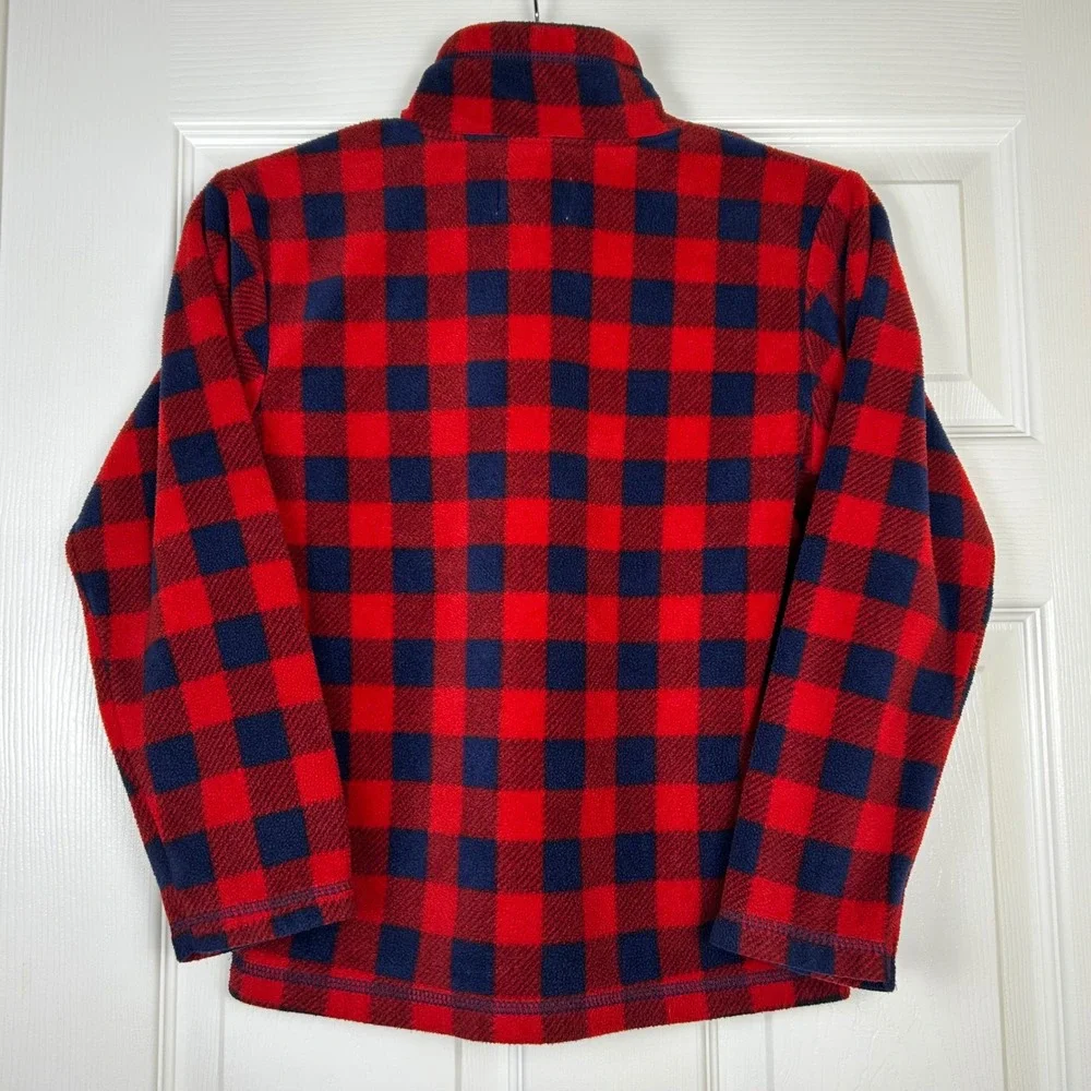 The Childrens Place Kids‎ Red Navy Buffalo Plaid Fleece 1/4 Zip Pullover M 7/8